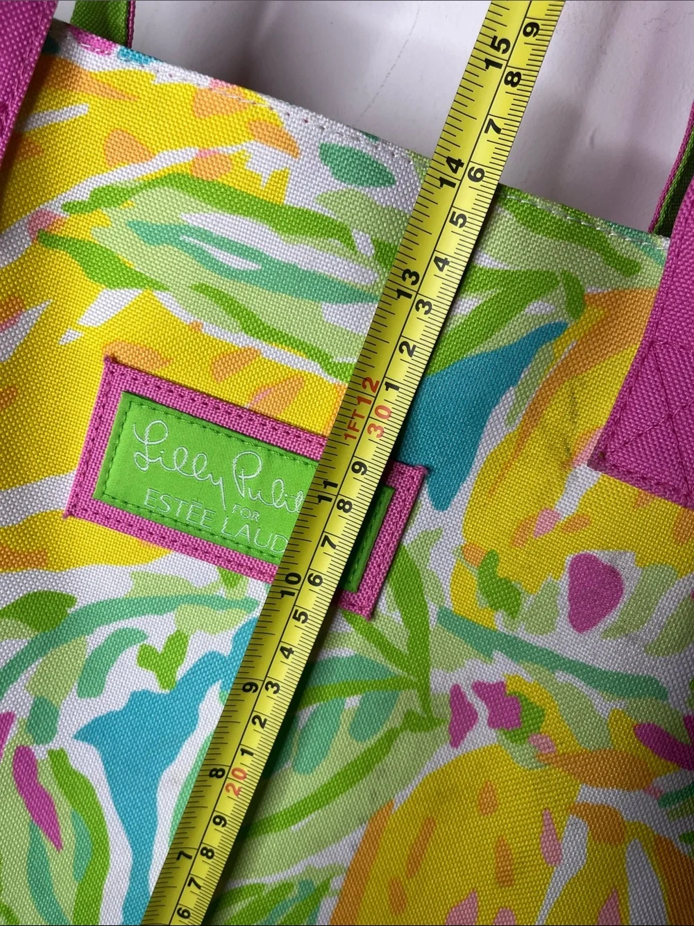 Lilly Pulitzer for Estée Lauder Canvas tote bag vibrant lemon print,